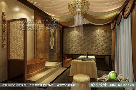 江苏省苏州市本案包间具备了古典与现代的双重审美效果，完美的结合也让人们在享受物质文明。美容院设计案例