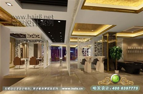 广东省深圳市现代偏简欧风格，体现空间的区域感美发店装修设计案例