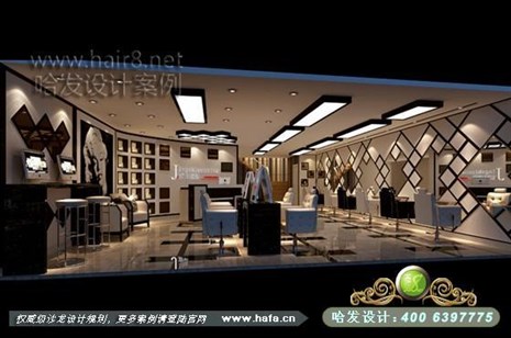 云南省大理市整体从内到外都以简单的方格打造时尚英伦范理发店装修案例