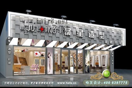 浙江省宁波市方形与异形的完美结合理发店装修案例
