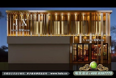 江西省上饶市本案的设计风格以欧式复古为主，营造典雅、低调奢华的气质美发店装修设计案例