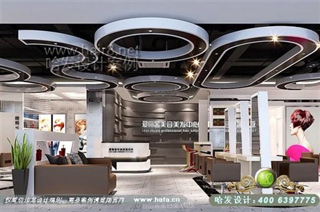 上海市本案大厅在设计上强调功能，强调结构和形式的完整，追求材料、技术、空间的表现深度。理发店装修案例