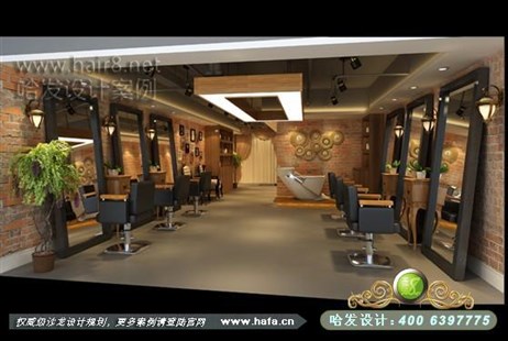 安徽省南陵市结合低调混搭复古美发店装修案例发廊设计案例