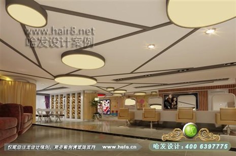 广东省深圳市本案利用个性几何体的拼凑，凸显立体感，打造个性空间美发店装修案例