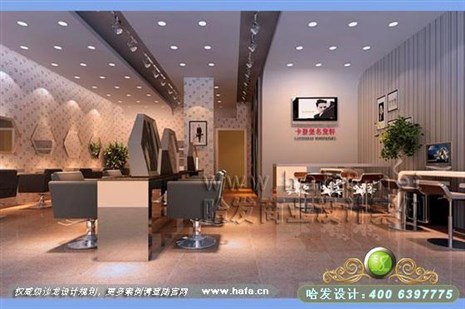 湖南省岳阳市白色经典风格美发店装修设计案例