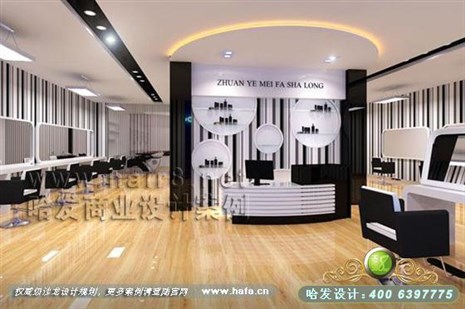 江苏省常州市黑白搭配风格美发店装修设计案例