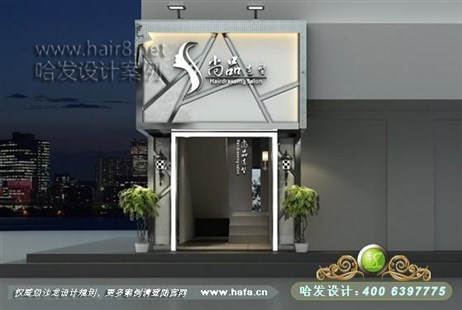 广东省清远市个性线性拼接，打造时尚空间美发店装修案例美发店装修设计案例