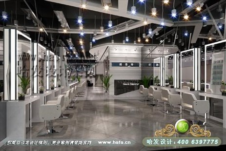 四川省西充市繁星点缀、创造黑白未来时尚感美发店装修设计案例