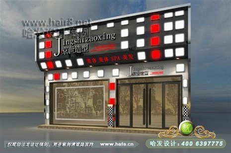 云南省大理市整体从内到外都以简单的方格打造时尚英伦范理发店装修案例