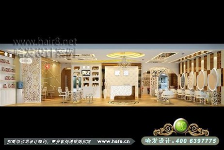 海南省海口市简欧时尚、韩式绚丽美发店装修案例发廊设计案例