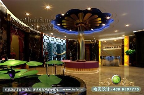 黑龙江省哈尔滨市装饰造型多以柔美的曲线为主，打造一个休闲放松的空间美容院装潢案例