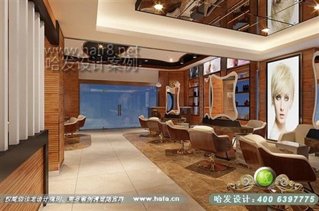 广东省广州市本案大厅用最洗练的笔触，描绘出最丰富动人的空间效果。美发店装修设计案例