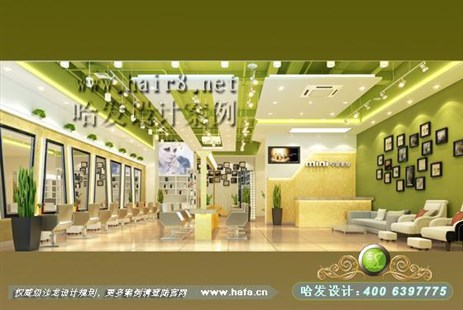 山东省烟台市绿色清新时尚美发店设计案例