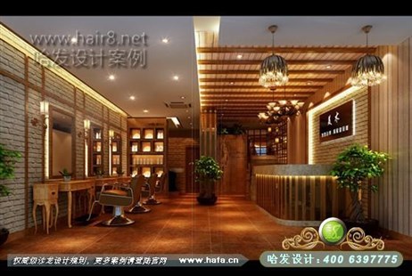 江西省上饶市本案的设计风格以欧式复古为主，营造典雅、低调奢华的气质美发店装修设计案例