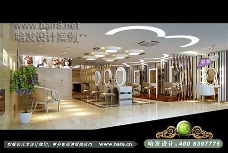 吉林省珲春市个性几何立体感超强美发店装修案例理发店装修案例