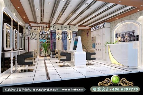 安徽省蚌埠市白色条纹相见之时尚简约美发店装修设计案例