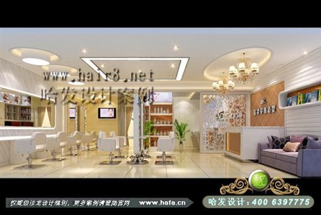 上海市镂空雕花、时尚混搭理发店装修案例