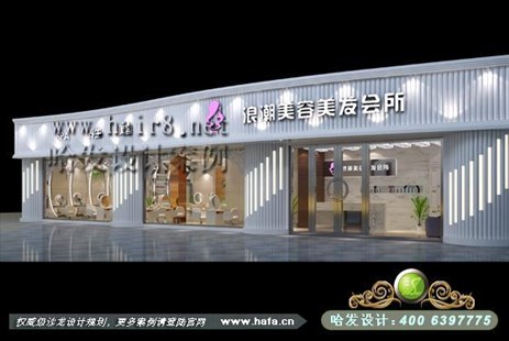 安徽省芜湖市白色雕花时尚、未来感十足理发店装修案例