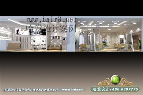 上海市创意几何图形美发店装修设计案例